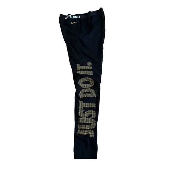 Nike Pro Dri-Fit JUST DO IT Black Leggings Workout Activewear Gym Training S - Picture 1 of 8